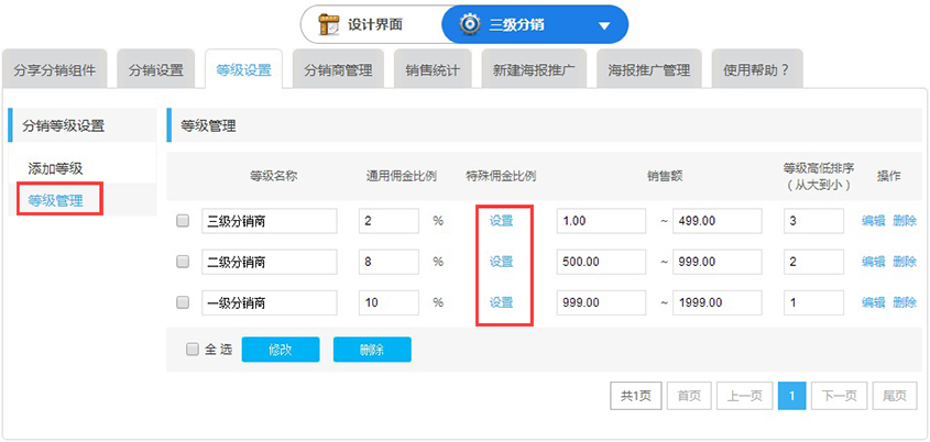 分銷商等級管理